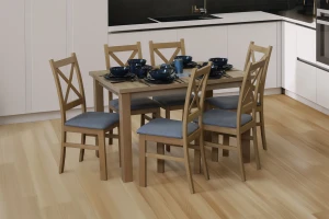 Set stolu 120x80 dub Artisan se 6 židlemi dub Artisan/šedá M008-6