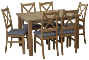 Set stolu 120x80 dub Artisan se 6 židlemi dub Artisan/šedá M008-6