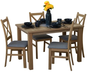 Rozkládací set stolu 150/190x80 dub Artisan se 4 židlemi dub Artisan/šedá M009-4