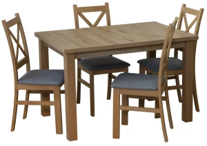 Rozkládací set stolu 150/190x80 dub Artisan se 4 židlemi dub Artisan/šedá M009-4
