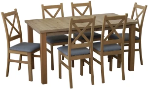 Rozkládací set stolu 150/190x80 dub Artisan se 6 židlemi dub Artisan/šedá M009-6