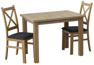 Set stolu 100x70 dub Artisan se 2 židlemi dub Artisan/černá M010-2