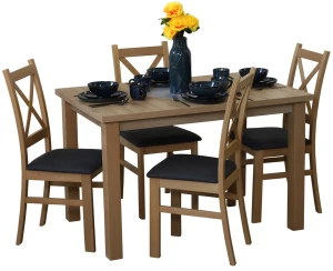 Set stolu 120x80 dub Artisan se 4 židlemi dub Artisan/černá M011-4