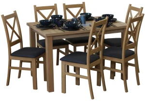 Set stolu 120x80 dub Artisan se 6 židlemi dub Artisan/černá M011-6