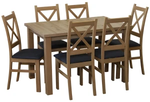 Set stolu 120x80 dub Artisan se 6 židlemi dub Artisan/černá M011-6