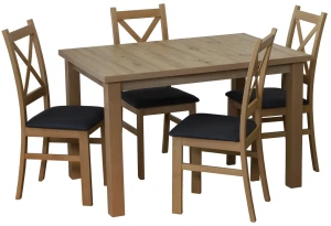 Rozkládací stůl 150/190x80 dub Artisan se 4 židlemi dub Artisan/černá M012-4