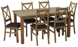 Rozkládací stůl 150/190x80 dub Artisan se 6 židlemi dub Artisan/černá M012-6