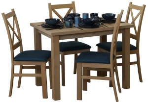 Stůl 100x70 dub Artisan se 2 židlemi dub Artisan/tyrkysová M013-2