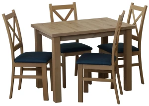 Stůl 100x70 dub Artisan se 2 židlemi dub Artisan/tyrkysová M013-2