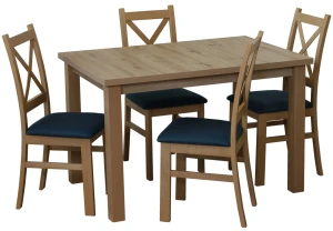 Stůl 120x80 dub Artisan se 4 židlemi dub Artisan/tyrkysová M014-4