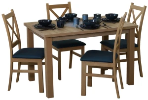 Rozkládací set stolu 150/190x80 dub Artisan se 4 židlemi dub Artisan/tyrkysová M015-4