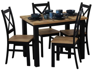 Set stolu 120x80 se 4 židlemi M020-4 černá/dub Craft