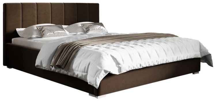 Čalouněná postel s matrací Ledo 120x200 hnědá Kovový rám