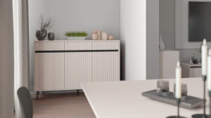 Komoda s drážkovaným čelem Yukashi 3F3S T833 béžová