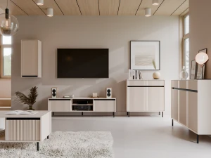 Komoda s drážkovaným čelem Yukashi 3F3S T833 béžová