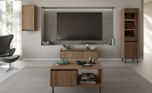 Vitrína s drážkovaným čelem Yukashi 2F T101 dub evoke