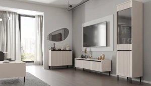 Noční skříňka s drážkovaným čelem Yukashi 1S T801 béžová