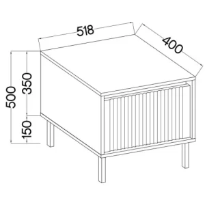 Noční skříňka s drážkovaným čelem Yukashi 1S T801 béžová