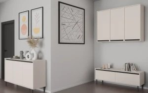 Závěsná skříňka s drážkovaným čelem Yukashi 1F T501 béžová