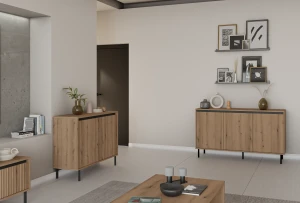 Komoda s drážkovaným čelem Yukashi 3F T813 dub evoke