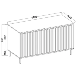 Komoda s drážkovaným čelem Yukashi 3F T813 dub evoke