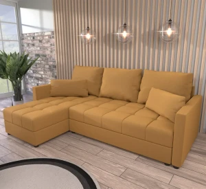 Rohová pohovka s funkcí spaní Domi Kronos Žlutá