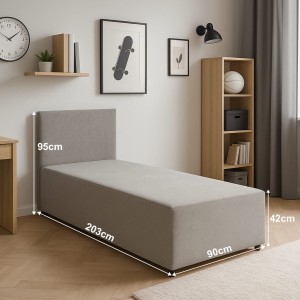 Jednolůžková čalouněná postel SENIVA 90x200 šedá