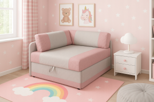 Rozkládací rohová pohovka pro jednu osobu Vaxer Růžovo/Šedá