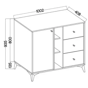 Komoda se zásuvkami Sakai 1 1F 3S T824 Béžová