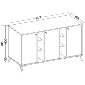 Třídveřová komoda Sakai 1 3F T823 Béžová