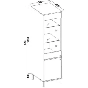 Skleněná vitrína Sakai 2 2F T101 Béžová