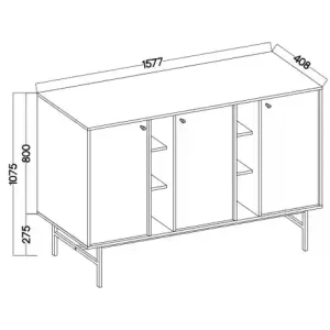 Třídveřová komoda Sakai 3 3F T823 Béžová