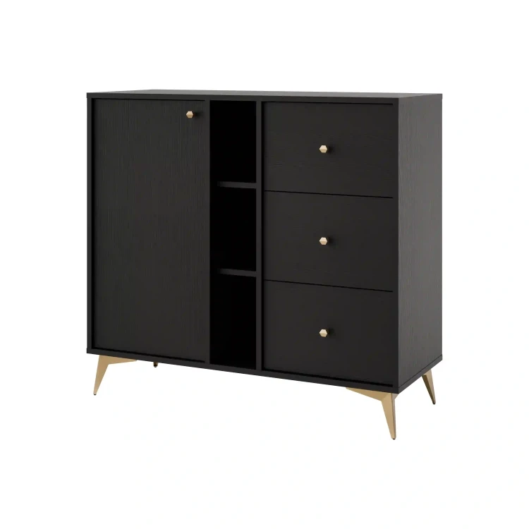 Komoda se zásuvkami Sakai 1 1F 3S T824 Černá