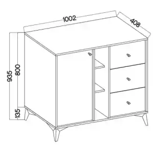 Komoda se zásuvkami Sakai 1 1F 3S T824 Černá