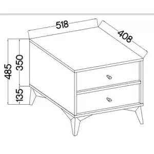 Noční stolek se zásuvkami Sakai 1 2S T801 Černá