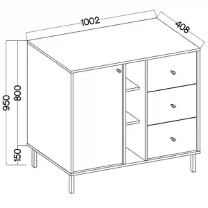 Komoda se zásuvkami Sakai 2 1F 3S T824 Černá