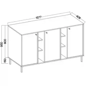 Třídveřová komoda Sakai 2 3F T823 Černá