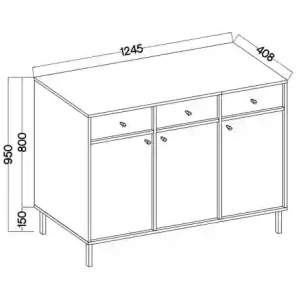 Komoda se zásuvkami Sakai 2 3F 3S T827 Černá
