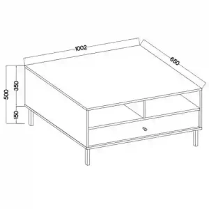 Konferenční stolek se zásuvkou Sakai 2 1S T201 Černá