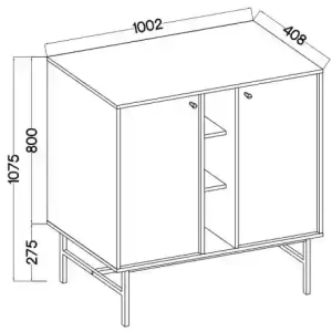 Dvoukřídlá komoda Sakai 3 2F T822 Černá