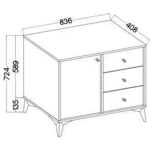 Komoda se zásuvkami Sakai 1 1F 3S T814 Eukalyptus
