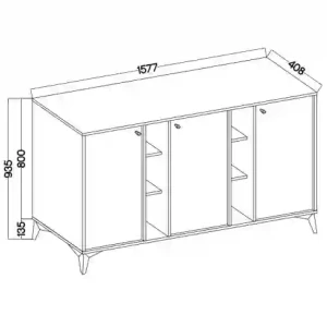 Třídveřová komoda Sakai 1 3F T823 Eukalyptus