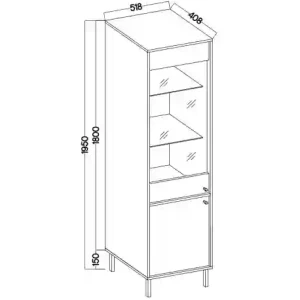 Skleněná vitrína Sakai 2 2F T101 Eukalyptus