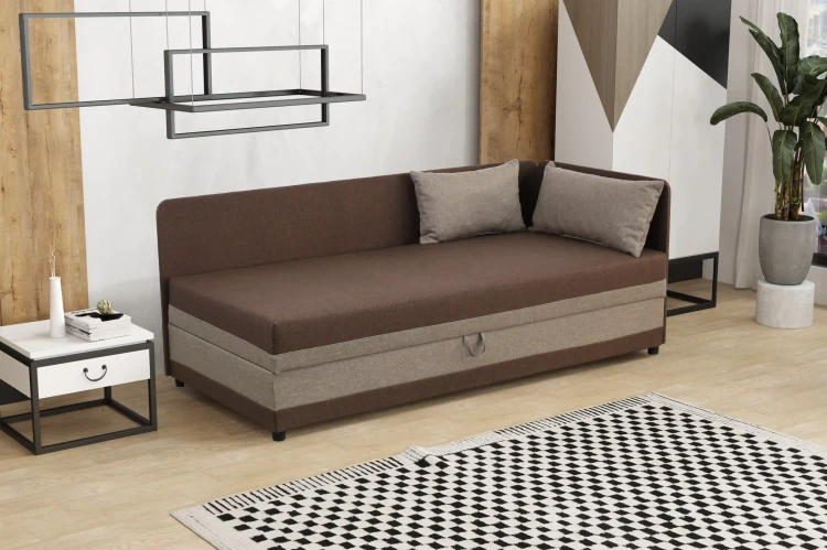 Jednolůžková postel s úložným prostorem Hirek Eko 80x180 Hnědá/Béžová