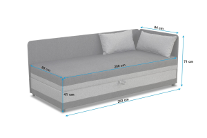 Jednolůžková postel s boxem Hirek 80x200 Růžová/Šedá