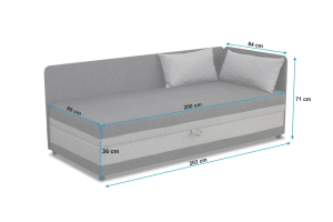 Jednolůžková postel s úložným prostorem Hirek Eko 80x200 Černá/Šedá