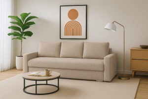 Rozkládací pohovka s funkcí spaní SILVER PRIMA boucle béžová