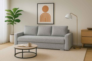 Rozkládací pohovka s funkcí spaní SILVER PRIMA boucle šedá