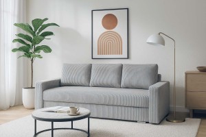 Rozkládací pohovka s funkcí spaní SILVER PRIMA manšestr šedá