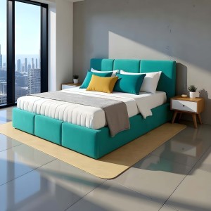 Čalouněná postel s úložným prostorem VELORA 160x200 tyrkysová